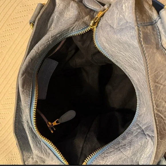 Balenciaga GGH Brief Bag Light Blue Handbag with Gold Accents - Picture 11 of 15